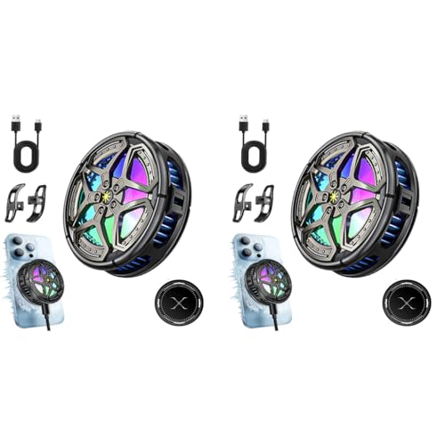 ZORBES® Phone Cooler Gaming Fan Led Mobile Cooler with RGB Lights Semiconductor Technology Radiator Clips for iPhone 2PCS ZORBES® Phone Cooler Gaming Fan Led Mobile Cooler with RGB Lights Semiconductor Technology Radiator Clips for iPhone 2PCS